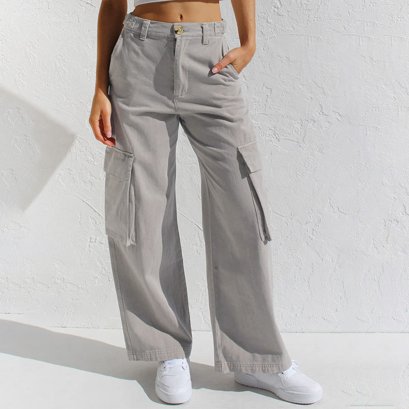 Casual Loose Wide Leg Straight Cargo Jeans