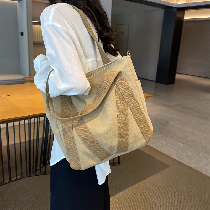 Retro Canvas Autumn Large Capacity Campus Tote Bags