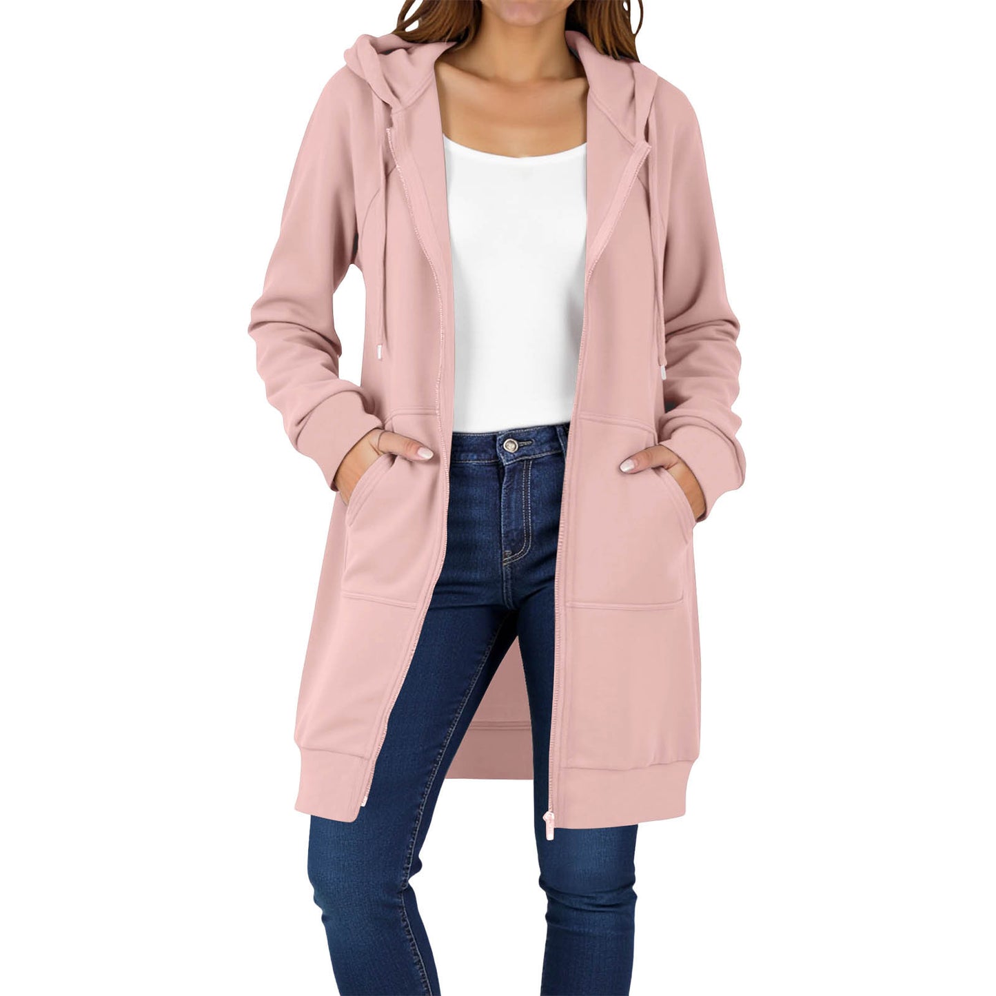 Women's Hooded Solid Color Loose Long Fleece Raglan Women's Sweater, Sweater