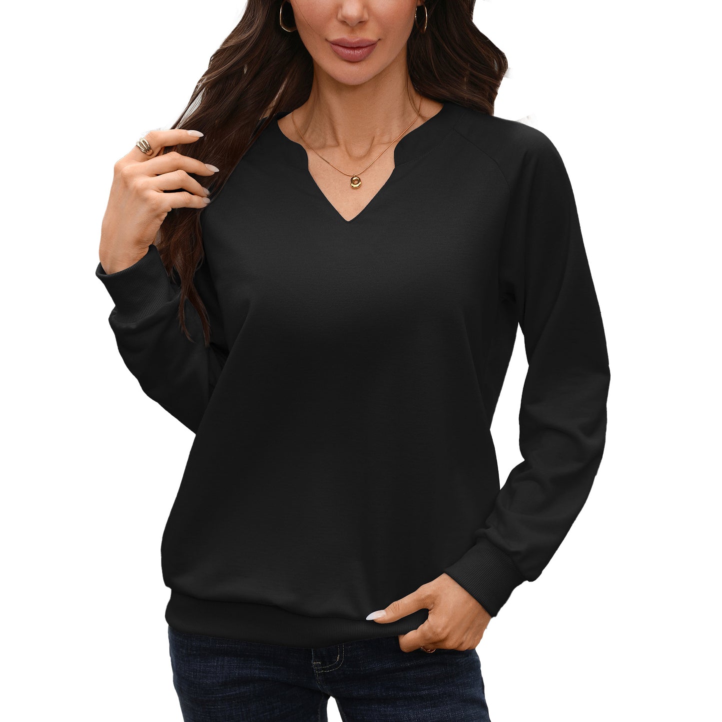 Women's Solid Color Rib Stitching Loose Long Women's Sweater, Sweater