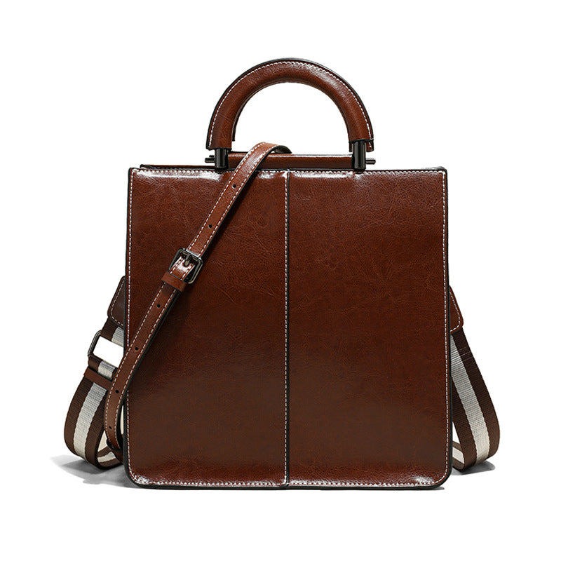 Women's Oil Wax Cowhide Big Fashion Graceful Shoulder Bags