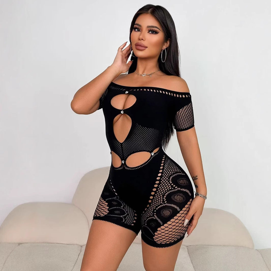 Women's Summer Hollow Sexy Sleeve Diamond Slim Women's Jumpsuit/clothing