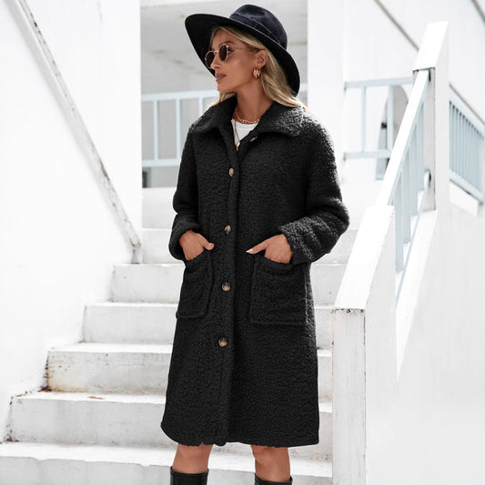 Women's Plush Thickened Single-breasted Lamb Wool Coats