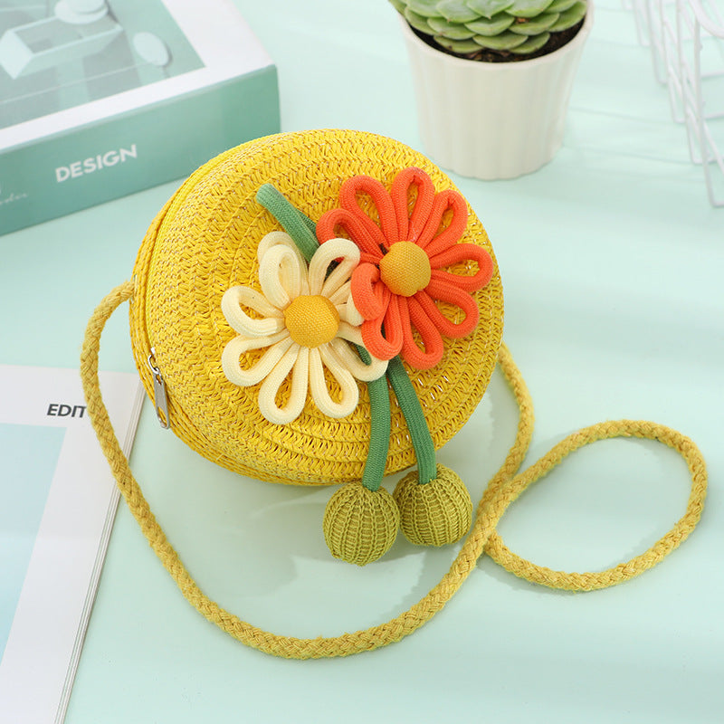 Women's & Children's Seaside Beach Weaving Straw Hat Pastoral Children's Coin Purse