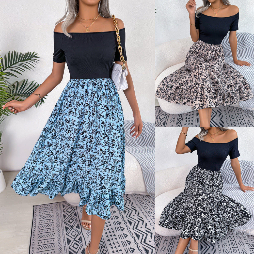 Durable Women's Casual Flower Ruffles Mid-length Dress