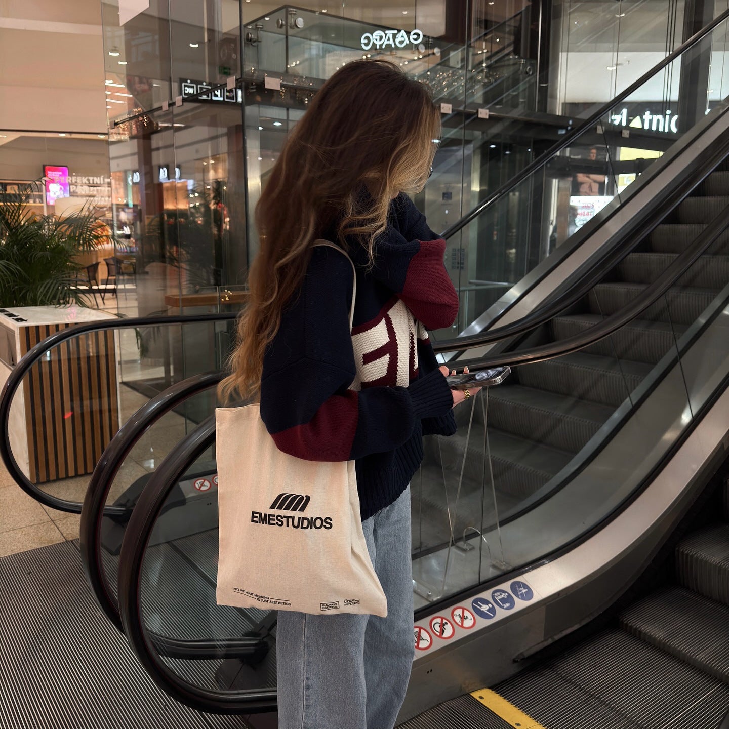 Letter Pattern Round Neck Long Sleeve High Street Loose Sweaters