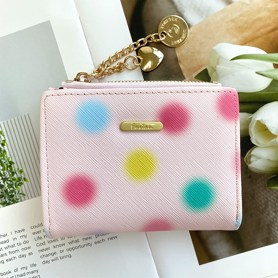 Women's High-grade Korean Style Love Pendant Short Ladies Wallets