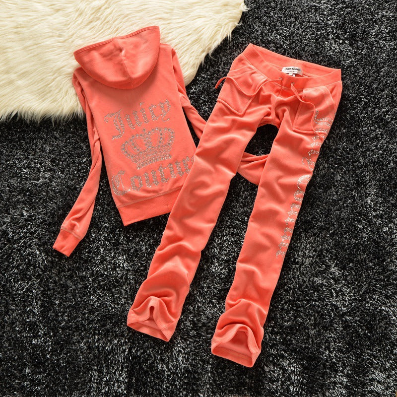 Women's Silk Veet Crown Hot Drilling Lettered Coats