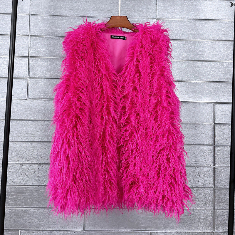 Women's Imitated Tibet Sheep Fur Mid-length Faux Coats