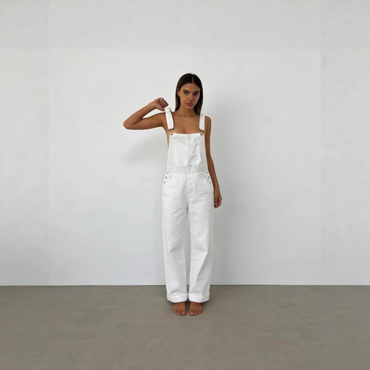 Women's Casual Loose Denim Brace Trousers One-piece Women's Jeans