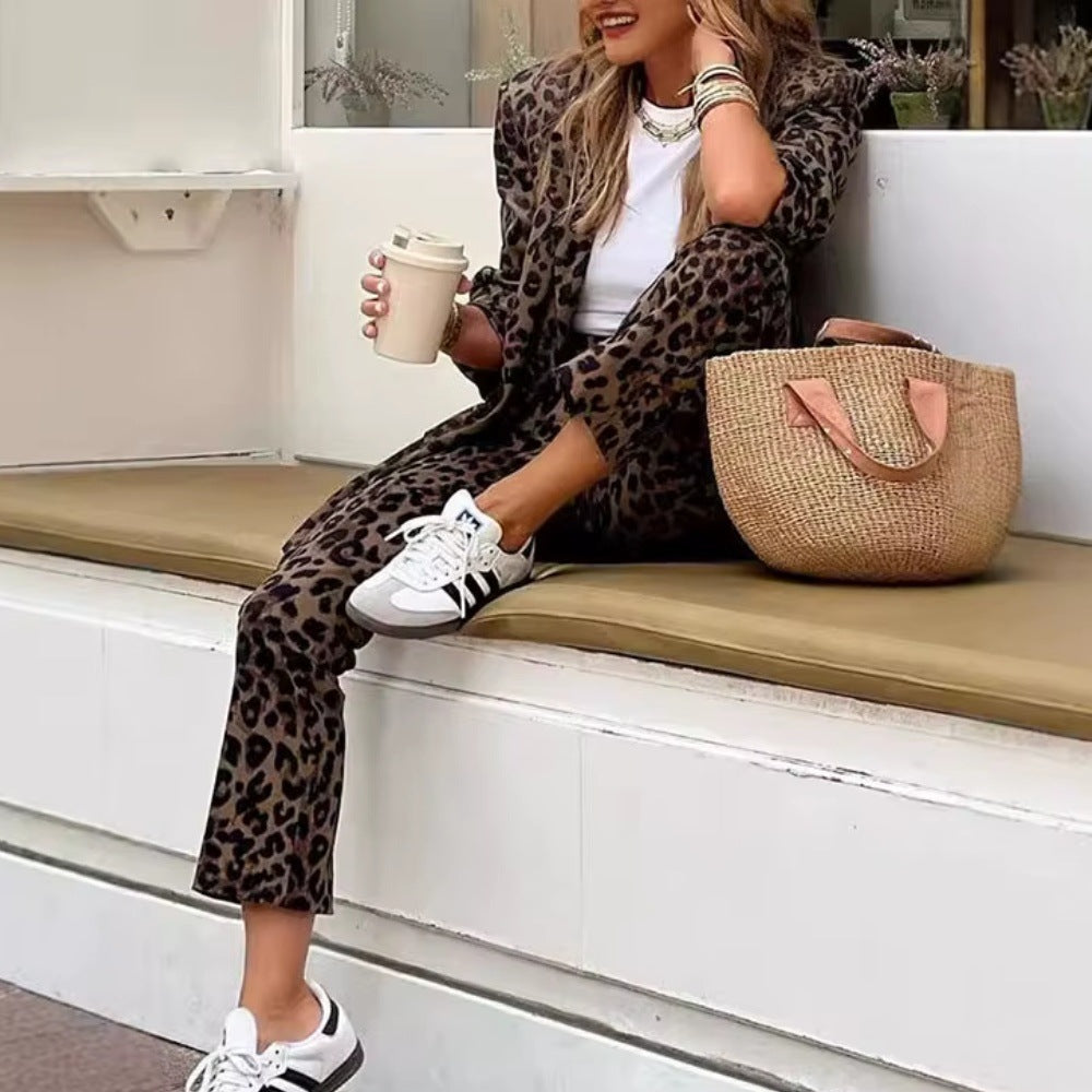 Women's Digital Printing Bohemian Long-sleeved Trousers Suits