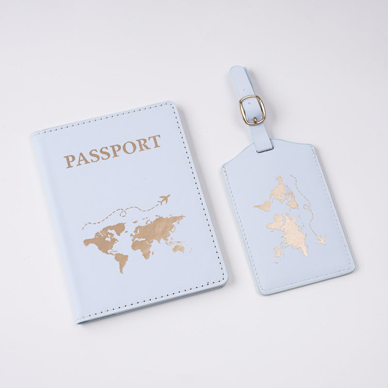 Oil Edge Bronzing Map Style Passport Cover Card Holder