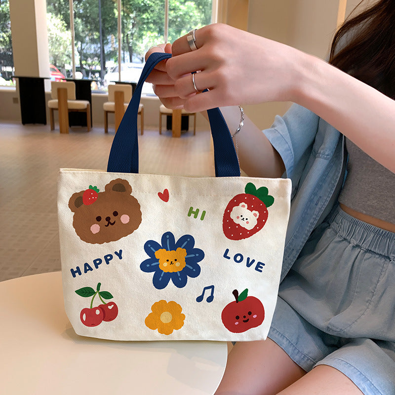 Women's Cute Cartoon Canvas Tutorial Lunch Size Handbags