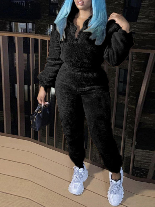Women's Solid Color Long-sleeved Trousers Fashion Casual Suits