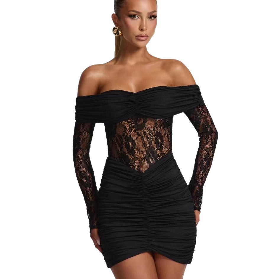 Lace Slim Dress Elegant Style Long Dresses