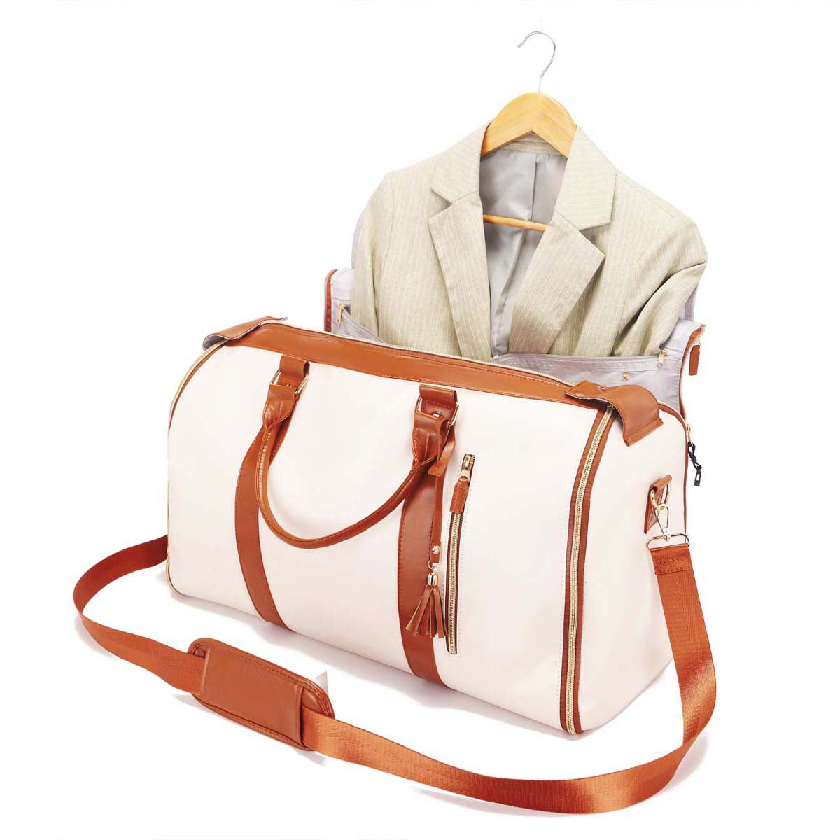 Women's Convenient Carry-on Garment Large Leather Canvas Travel Bags