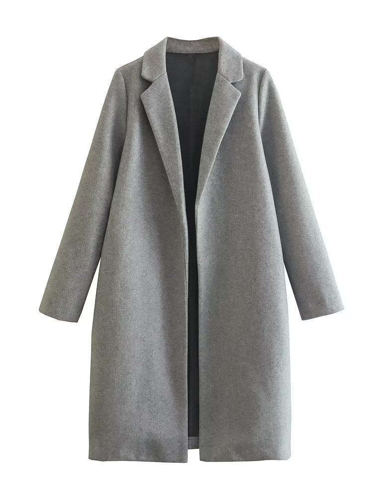 Women's Solid Color Simple Loose Temperament Woolen Coats