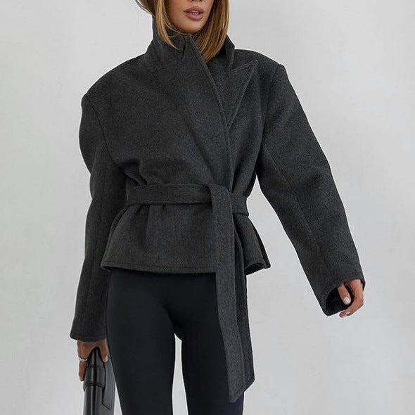 Women's Casual Fashion High-grade Waist Woolen Blazers