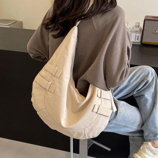 Large Capacity Canvas Croissant Commuter Korean Shoulder Bags