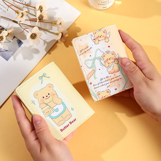 Butter Bear Cute Creative Cartoon Simple Personality Ladies Wallets