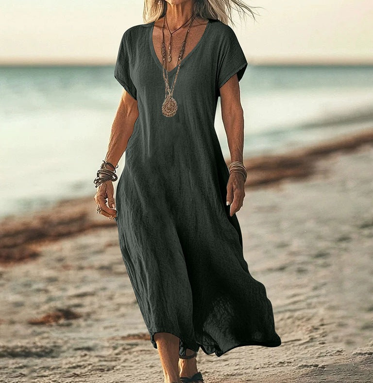 Women's Cotton Linen Summer High-grade Temperament Female Skirts