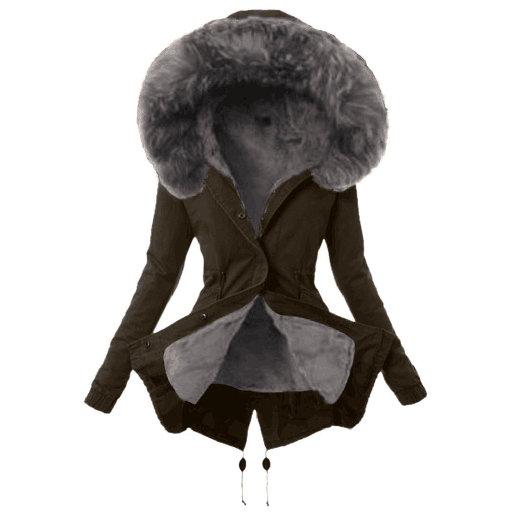 Women's European Parka Mid-length Clothes Hooded Winter Coats