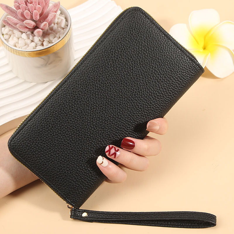 Women's Long Macaron Zipper Lychee Pattern Ladies Wallets