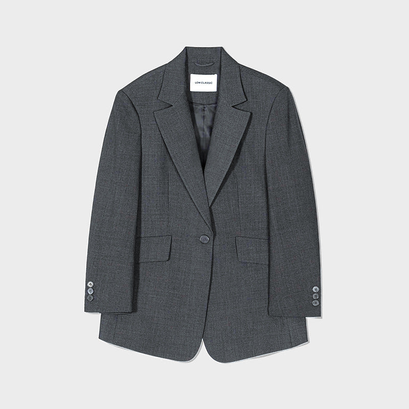 Women's Button Wool Autumn Fashion Design Loose Blazers