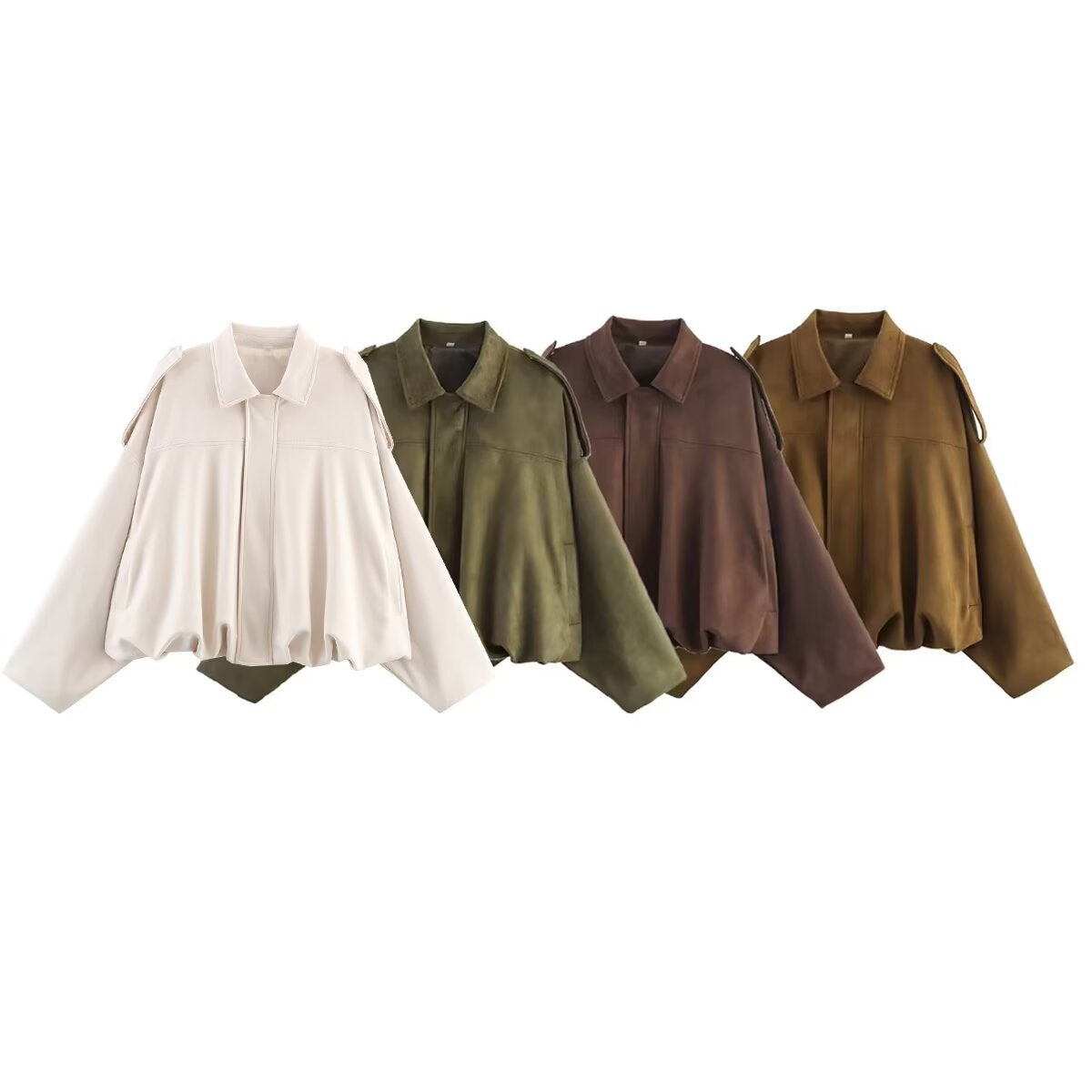 Women's Autumn Suede Texture Lapel Pocket Decoration Coats