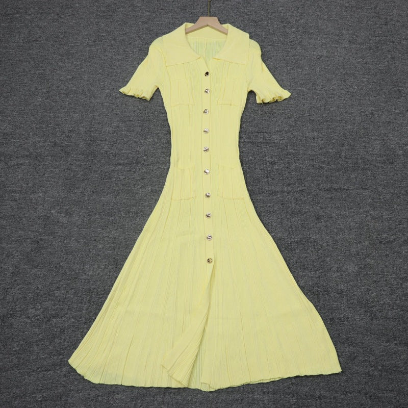 Large Swing Dress Lapel Knitted French Dresses
