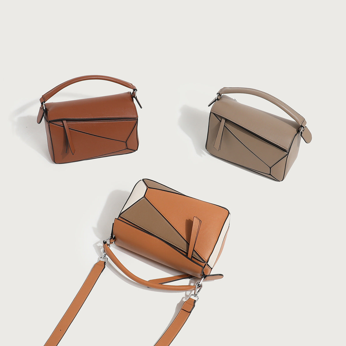 Women's Xi Geometric Stitching Portable Big Pillow Crossbody Bags