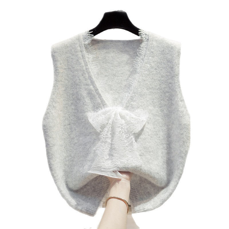 Women's Sequined Lace Knitted Loose Outer Wear Vests