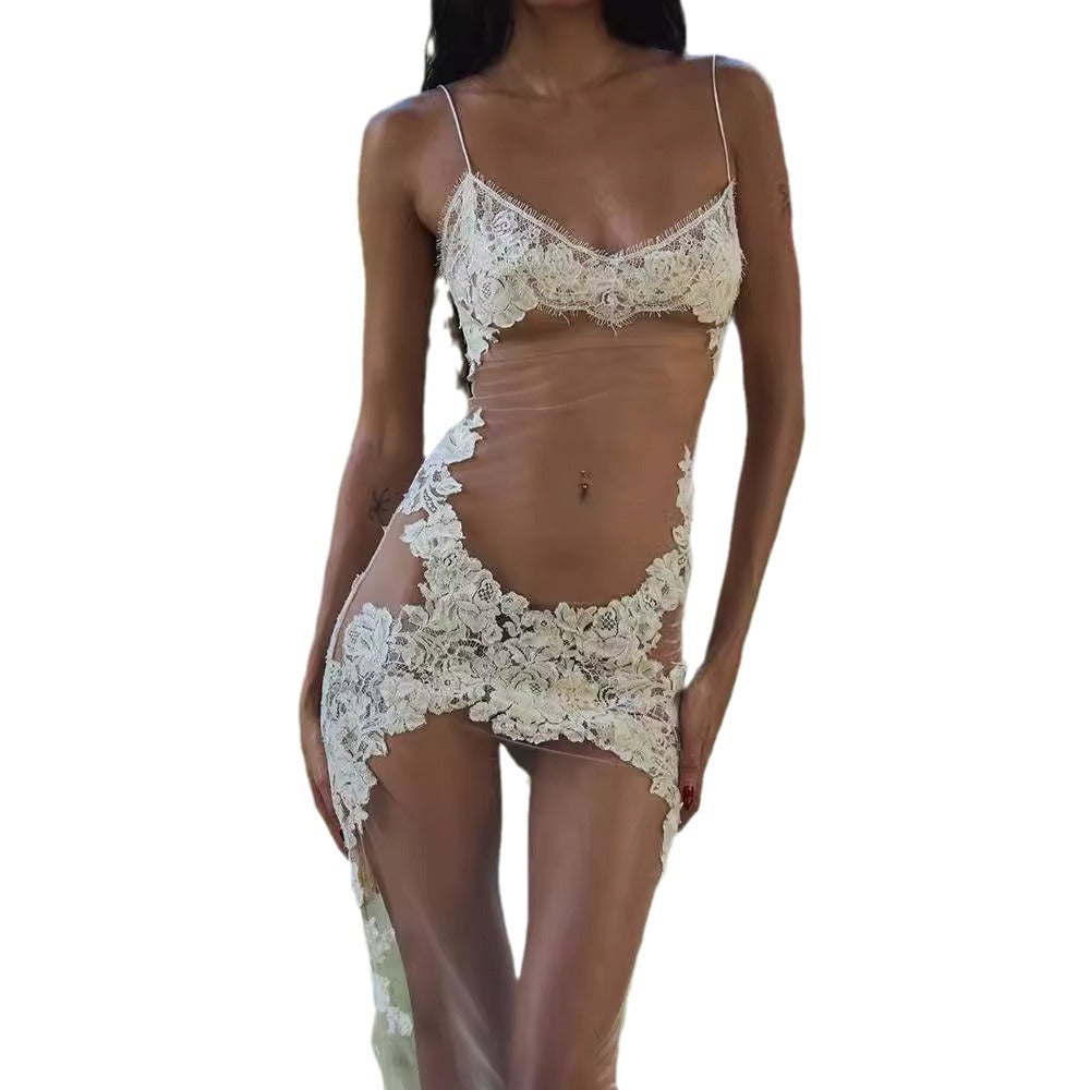 Dress Mesh Embroidered Fairy Goddess Strap Dresses