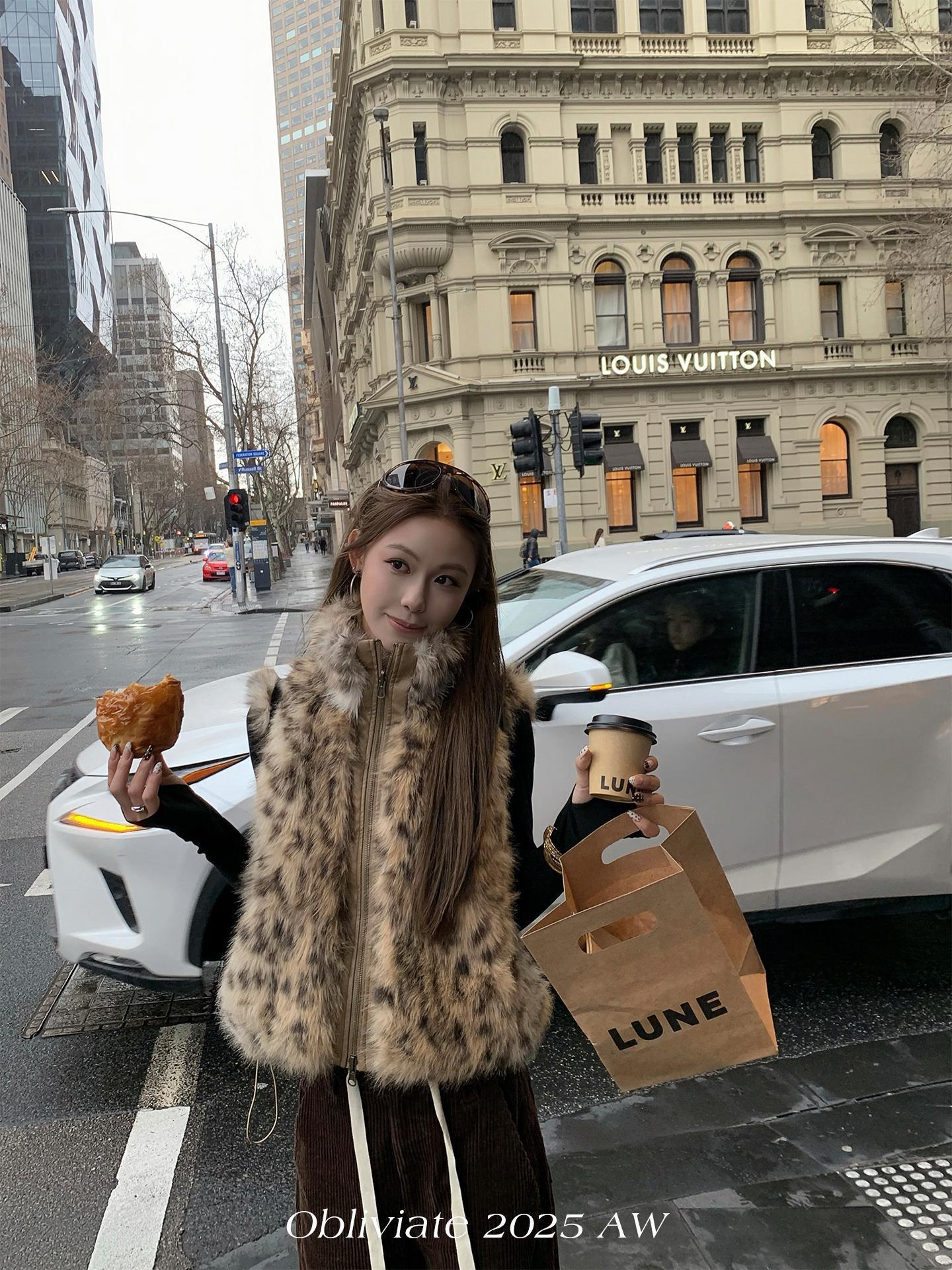 Leopard Cute Gradient Snow Milk Faux Blouses