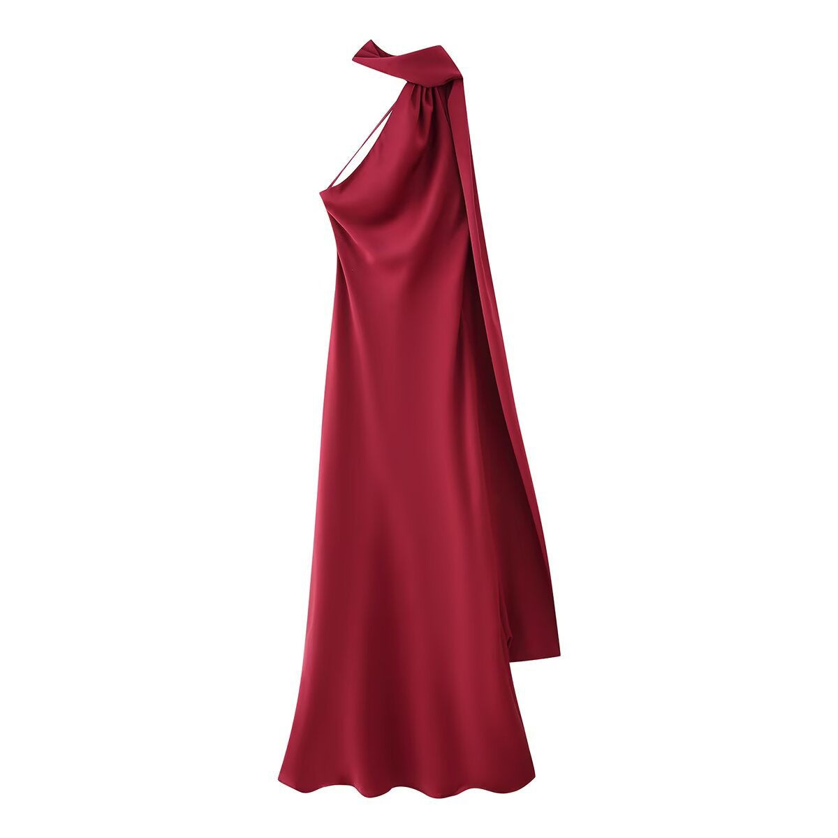 Women's Silk Satin Texture Ribbon Halter Dress Dresses