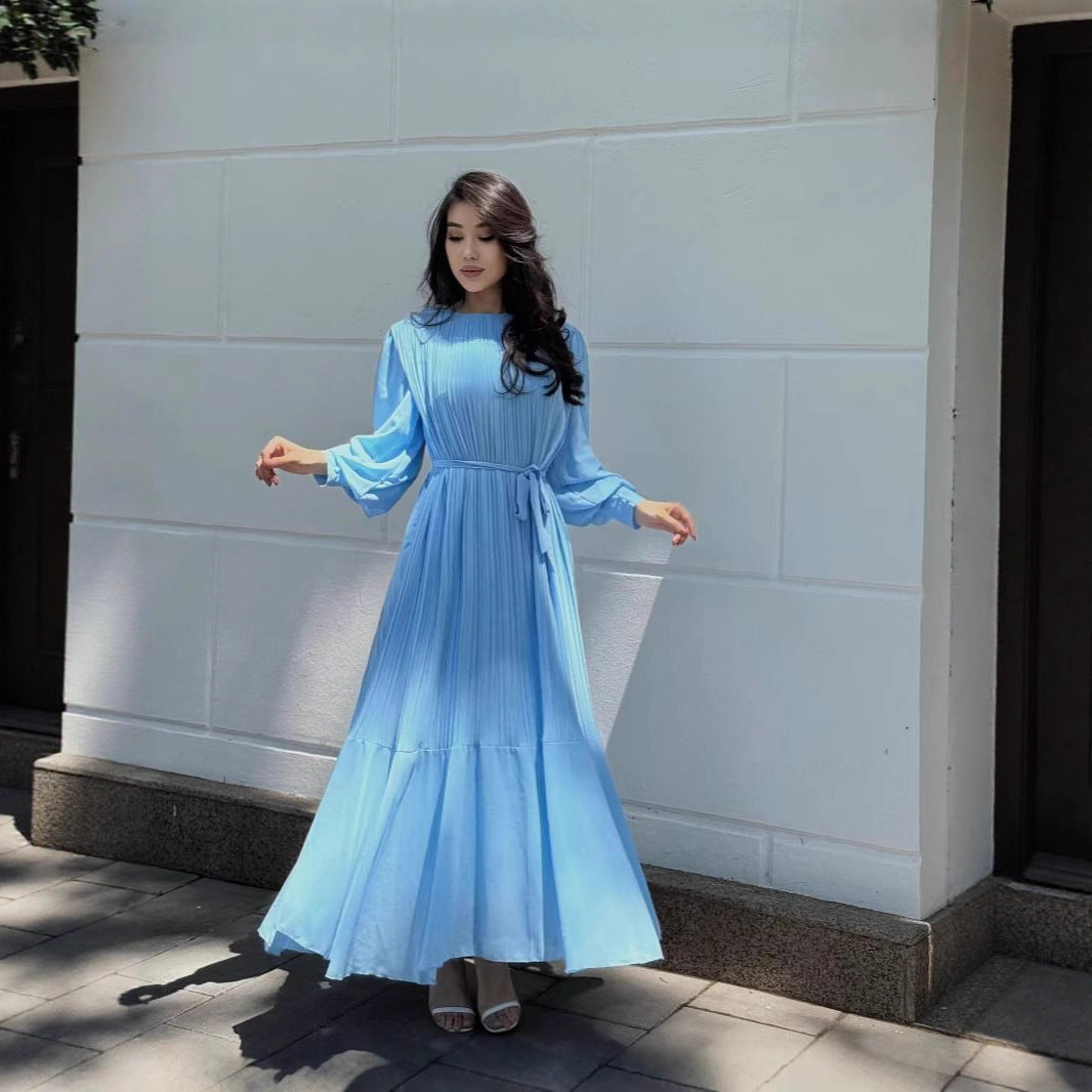 French Style Temperament Pleated Big Swing Dresses