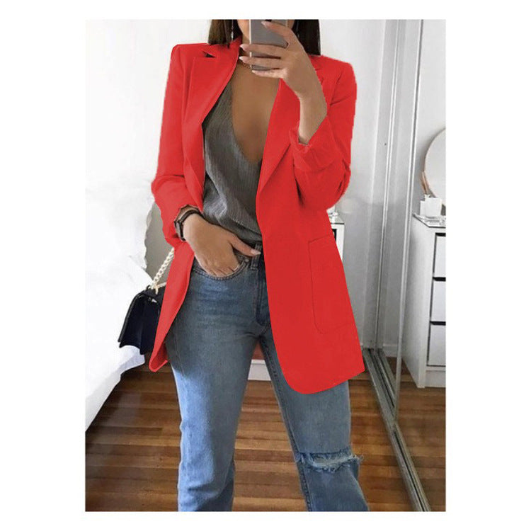 Trendy Women's Solid Color Collar Graceful Small Suit