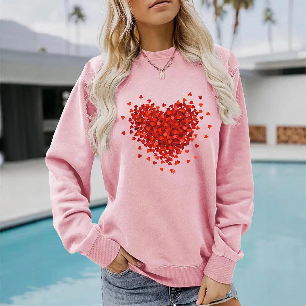 Women's Casual Long-sleeved Round Neck Heart Shape Sweaters