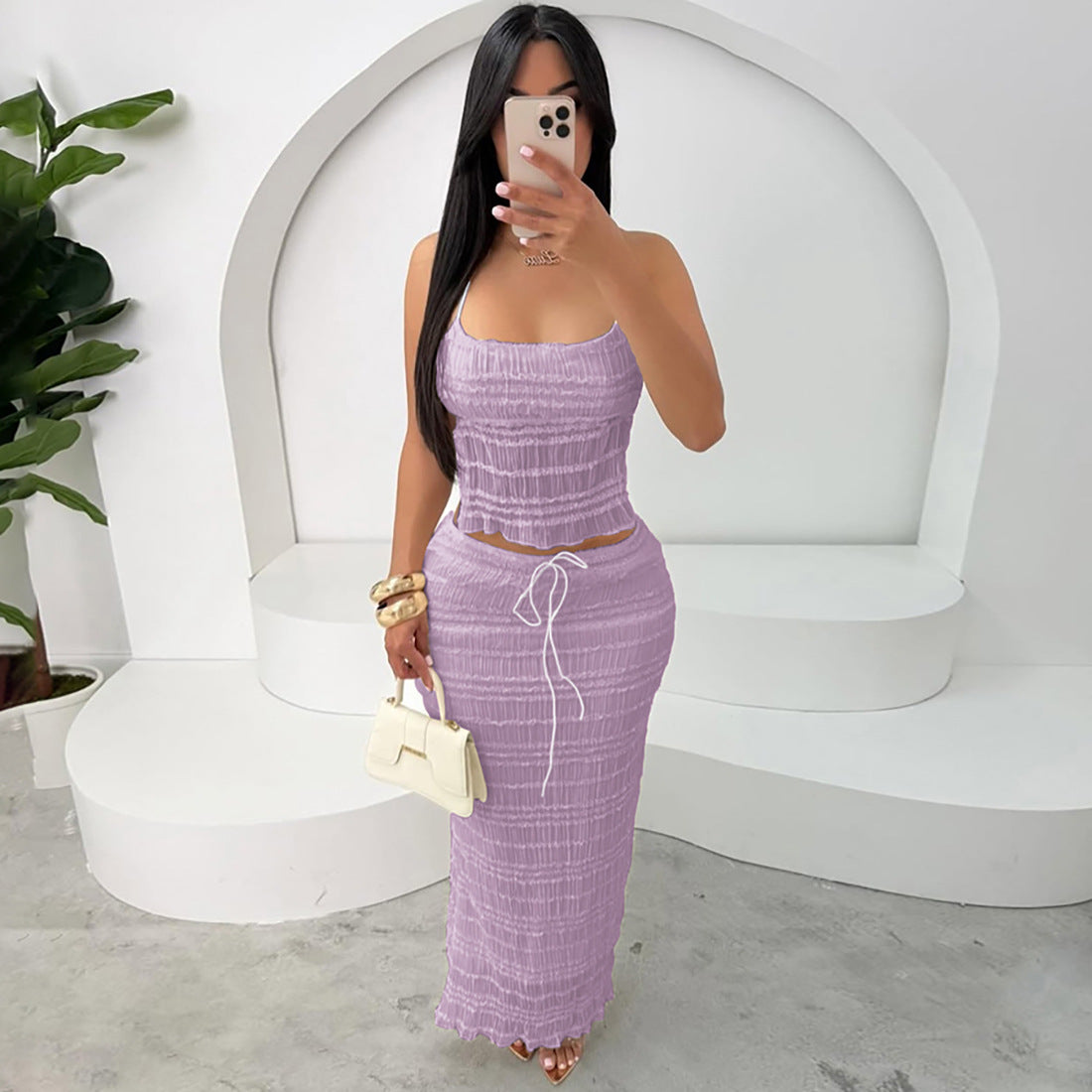 Women's Spring Fashion Halter Backless Sexy Pleated Suits