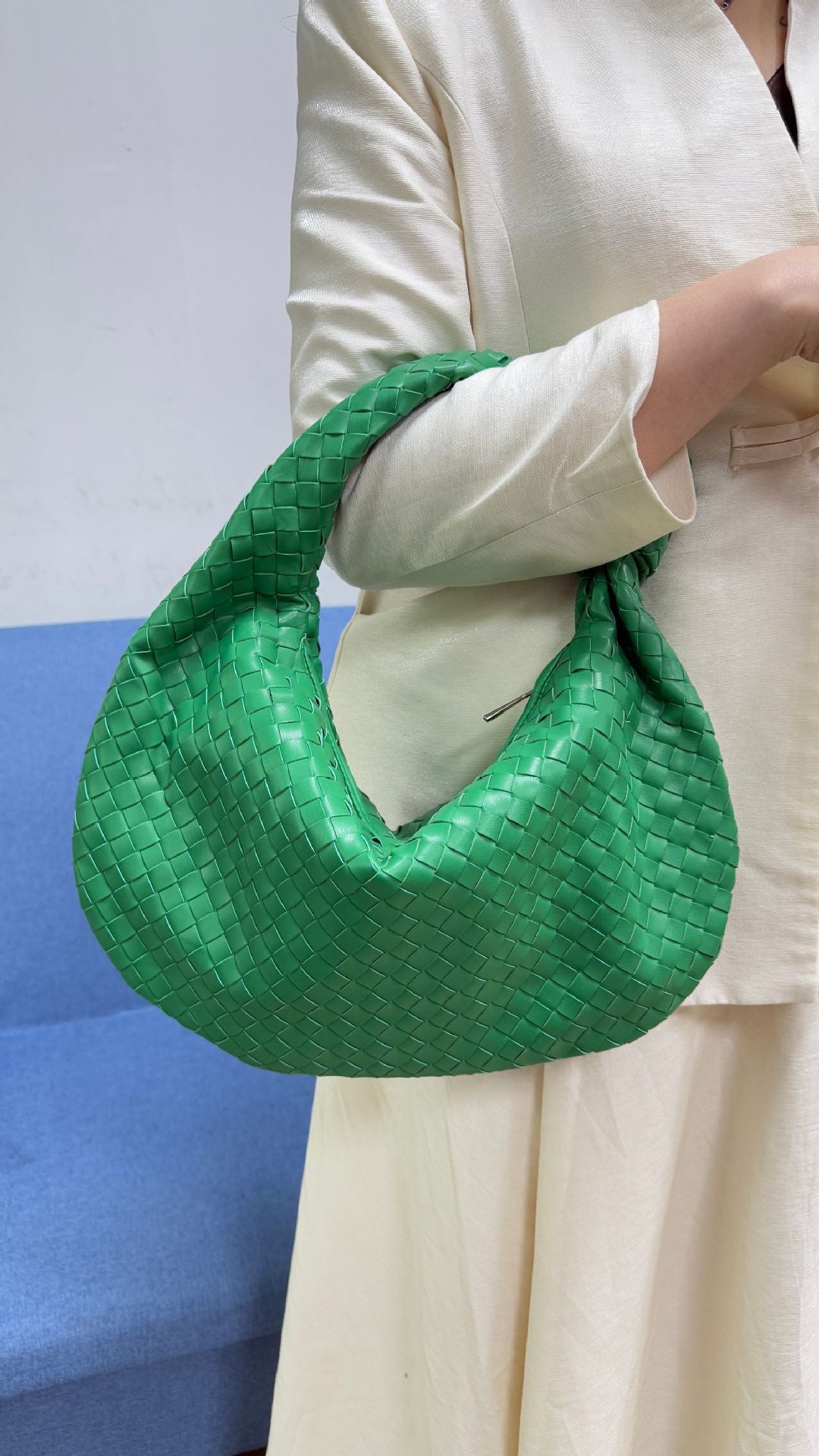 Women's Denim Woven Fashion Portable Horn Bags