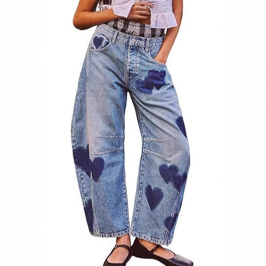 Women's Spring Casual Loose Mid Waist Tube-shaped Women's Jeans