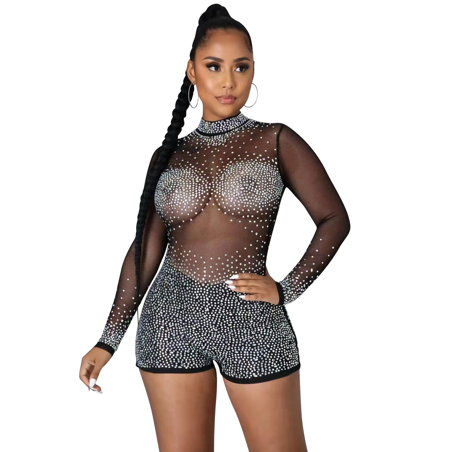 Round Neck Long Sleeve Nightclub Party Pants