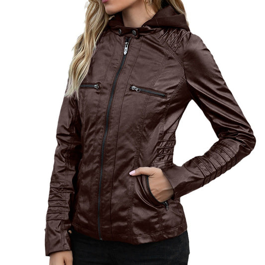 Women's Fashion Detachable Lapel Long Sleeve Solid Color Jackets