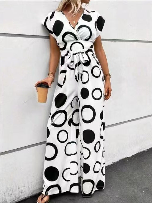 Women's Fashion Elegant Casual High Waist Print Jumpsuits