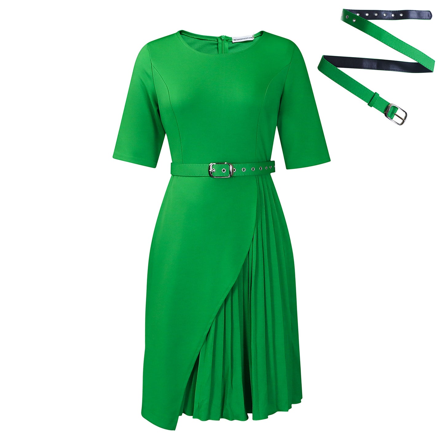 Women's Temperament Sleeve High Waist Pleated Commuter Dresses
