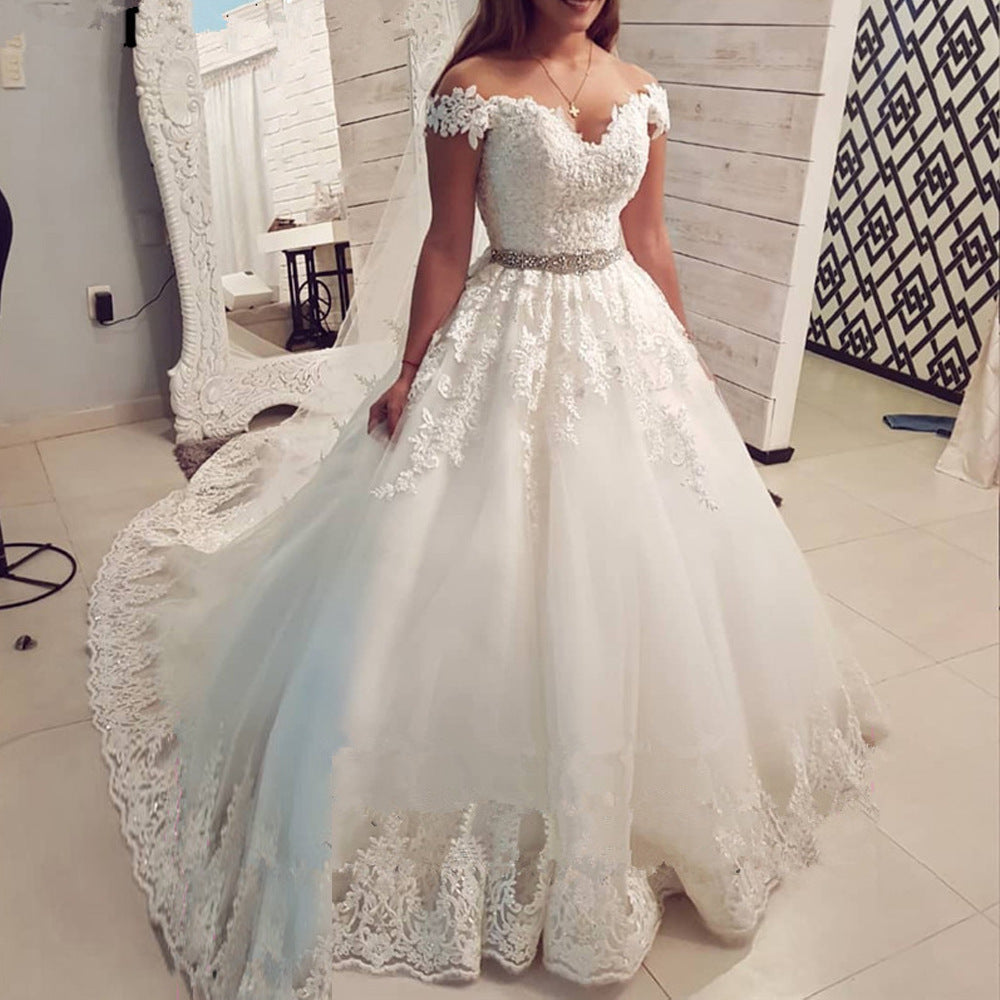 Fashion White Elegant Mid Waist A- Wedding Dresses