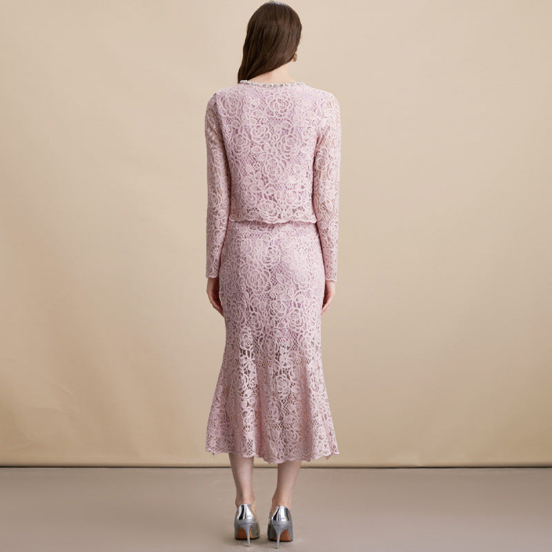 Classic Style Temperament Diamond Crew Neck Dresses