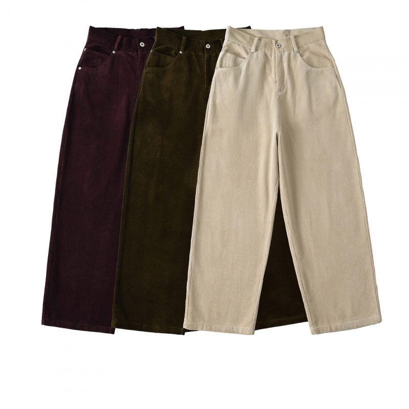 Women's Fleece-lined Thick Corduroy High Waist Slimming Loose Pants