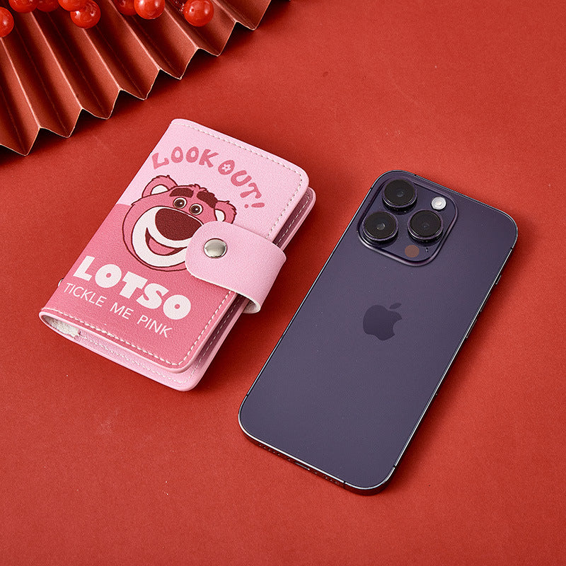 Cute Mini Strawberry Bear Pooh Large Card Holder