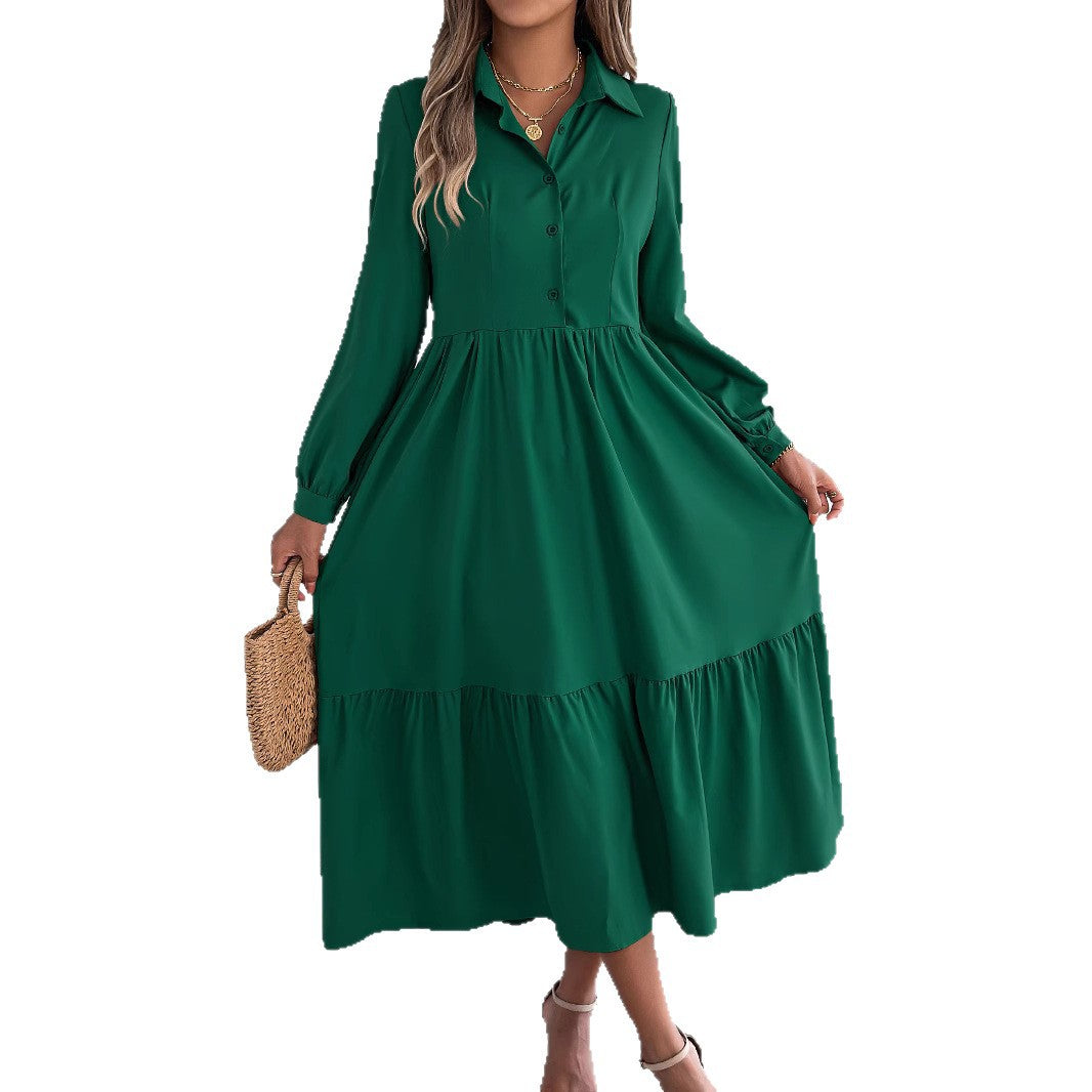 Women's Lapel Casual Loose Long Sleeve Ruffled Clothing